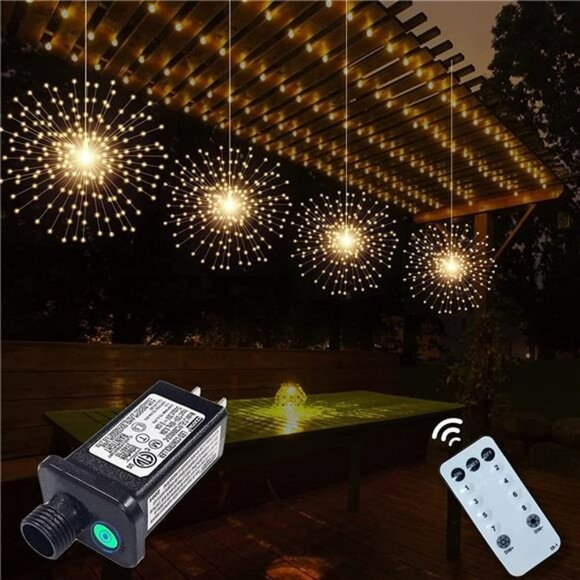 4 Pack 800 LED Plug in Starburst Sphere Lights,Firework...